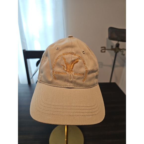 HTT Mens Beige National Estuarine Research Reserve Embroidered Crane Logo Hat - Picture 2 of 9
